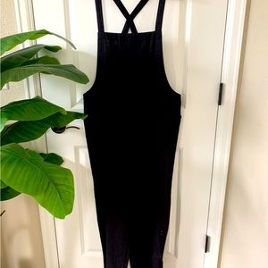 Black RD Style Lightweight Overall Rompers with Big Front Pockets